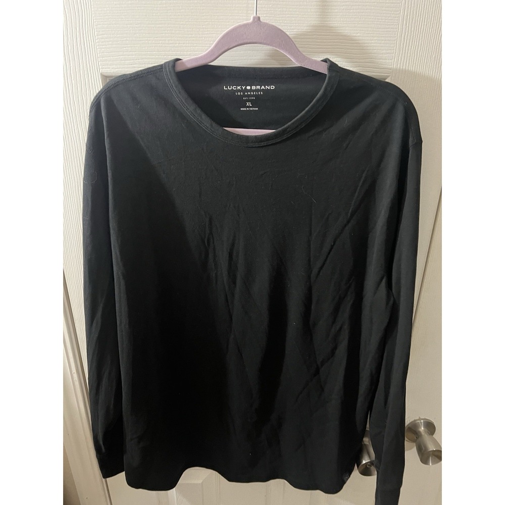 Lucky‎ Brand Shirt Mens XL Black  Adult Casual Long Sleeve Sleepwear Night Tee